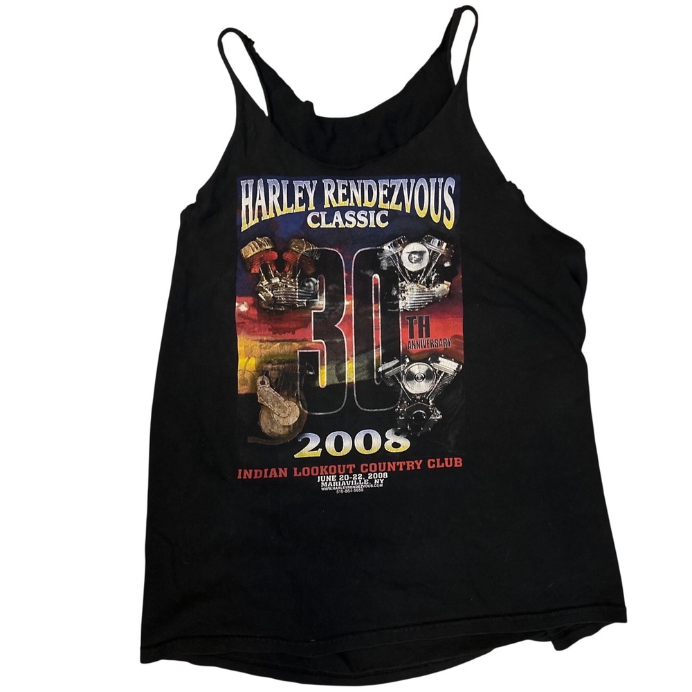 Harley Rendezvous Classic 30th Anniversary 2008 Tank Top Black Indian Lookout CC